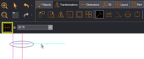 Extend the line by a distance