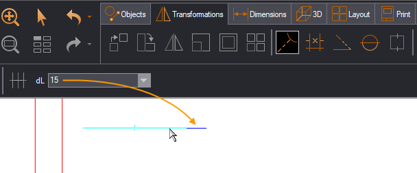 Extend or shorten a line by a distance